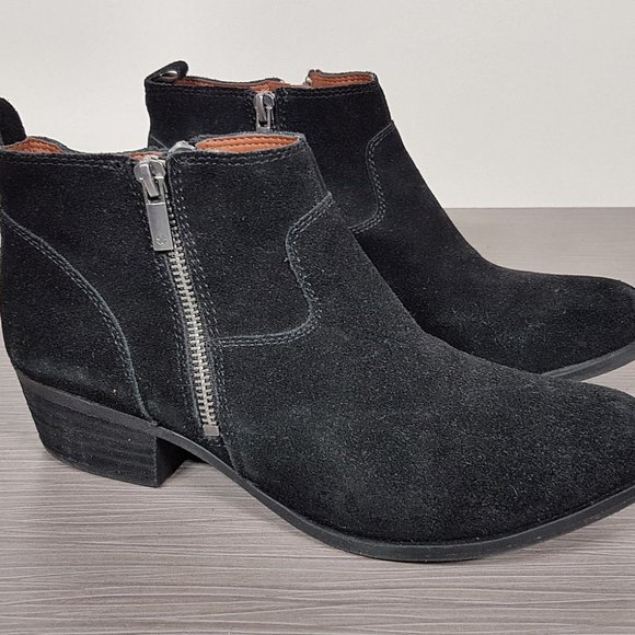 Lucky Brand Beniee Bootie Black Suede Dual Zip Womens Size 8.5 / 38.5 - Picture 3 of 8